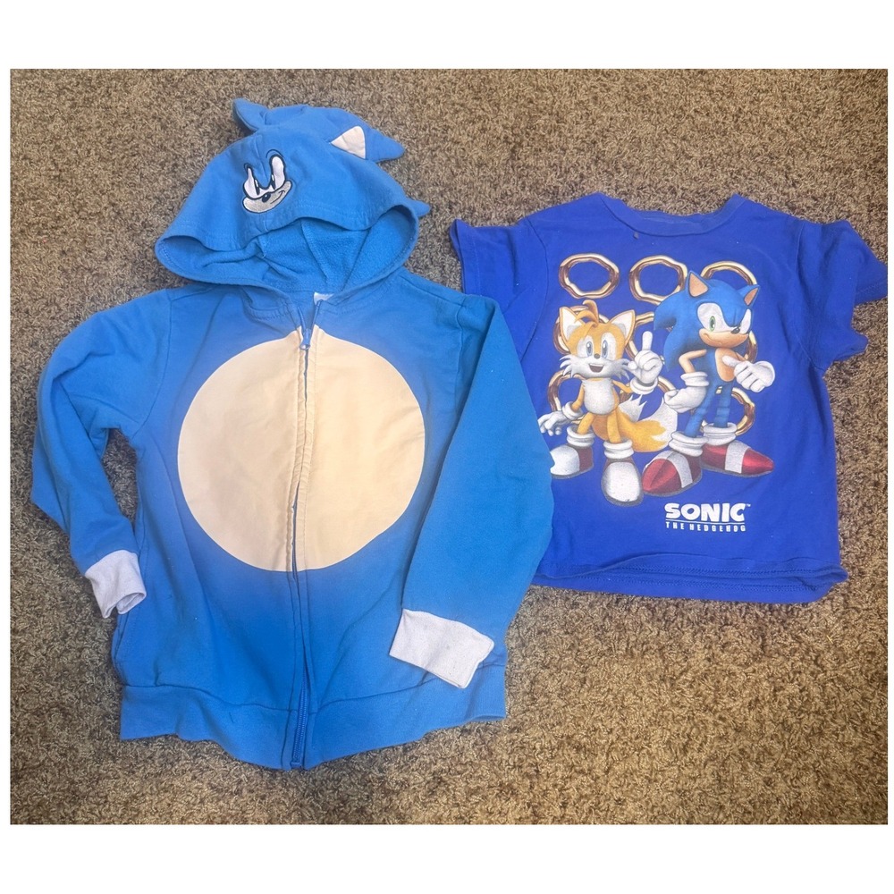 Sonic the Hedgehog Kids Hoodie and T-Shirt Set Size Small Blue hooded costume